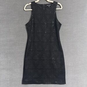 Guess Dress 10 Black Sequin Sleeveless Bodycon Cocktail Party‎ Sheath Glam LBD